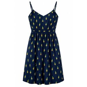 J Crew Womens XS  Pineapple Print Sundress Navy Blue Spaghetti Strap Tropical